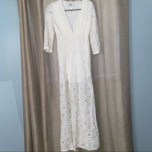 Nightcap for Free People White lace slit dress